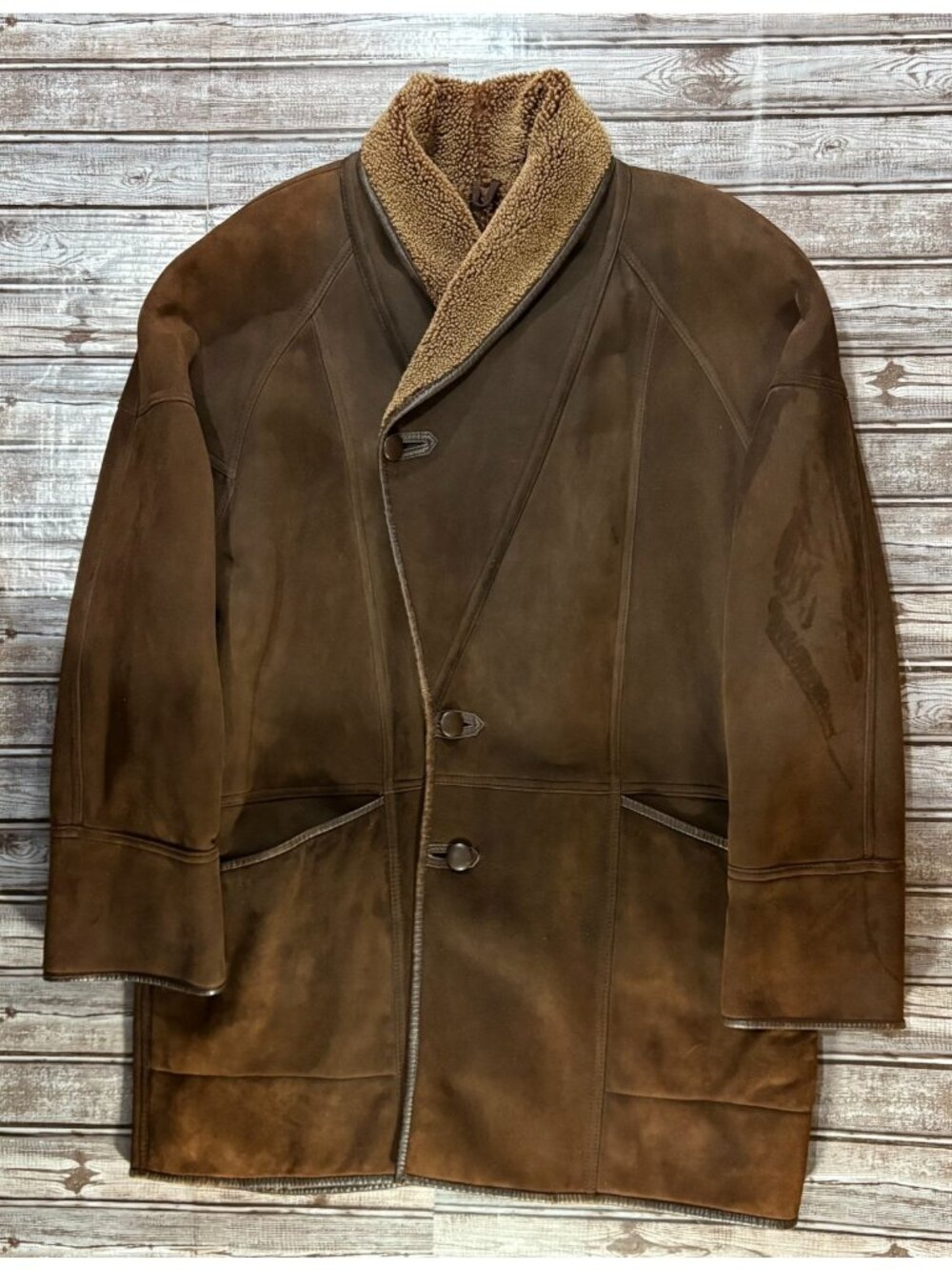 Toppolino original Shearling fur jacket coat size L color brown vintage